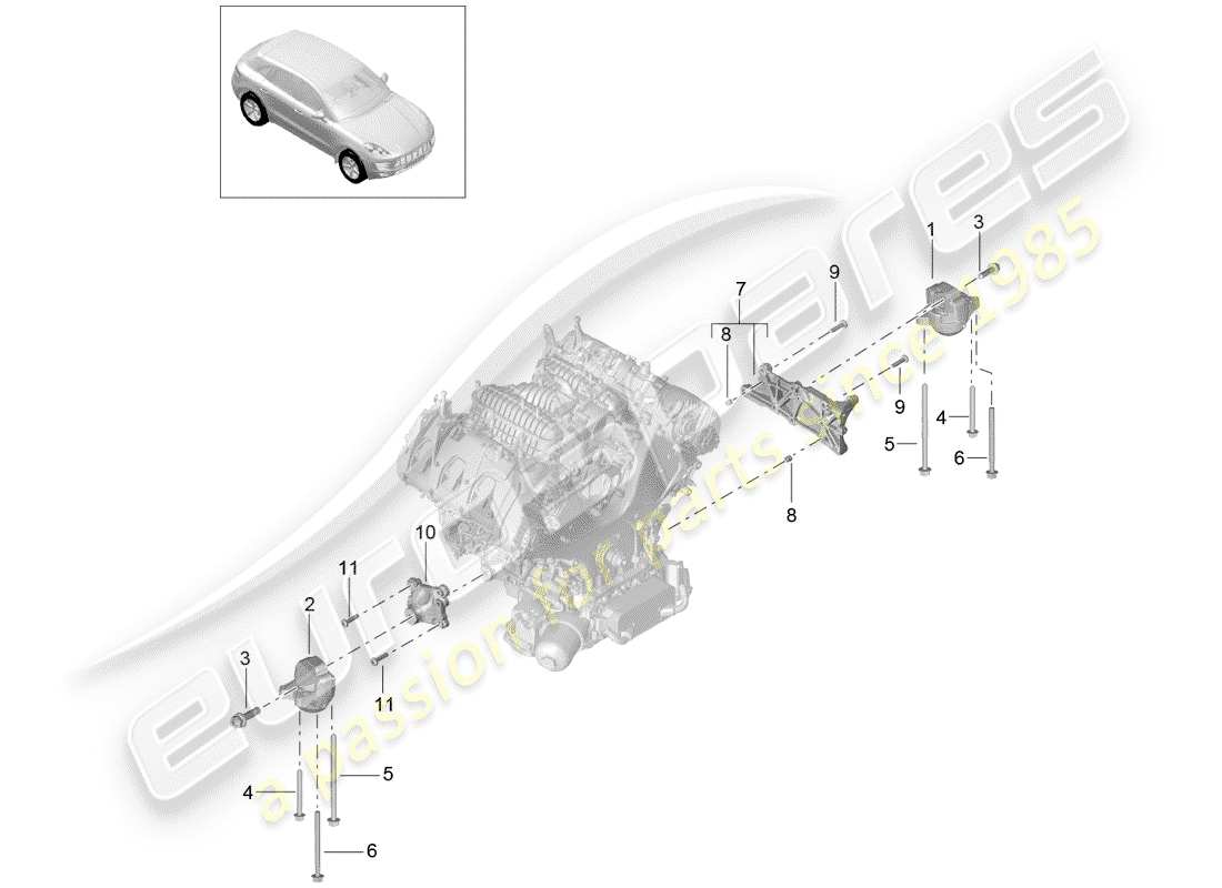 porsche macan (2018) engine lifting tackle part diagram