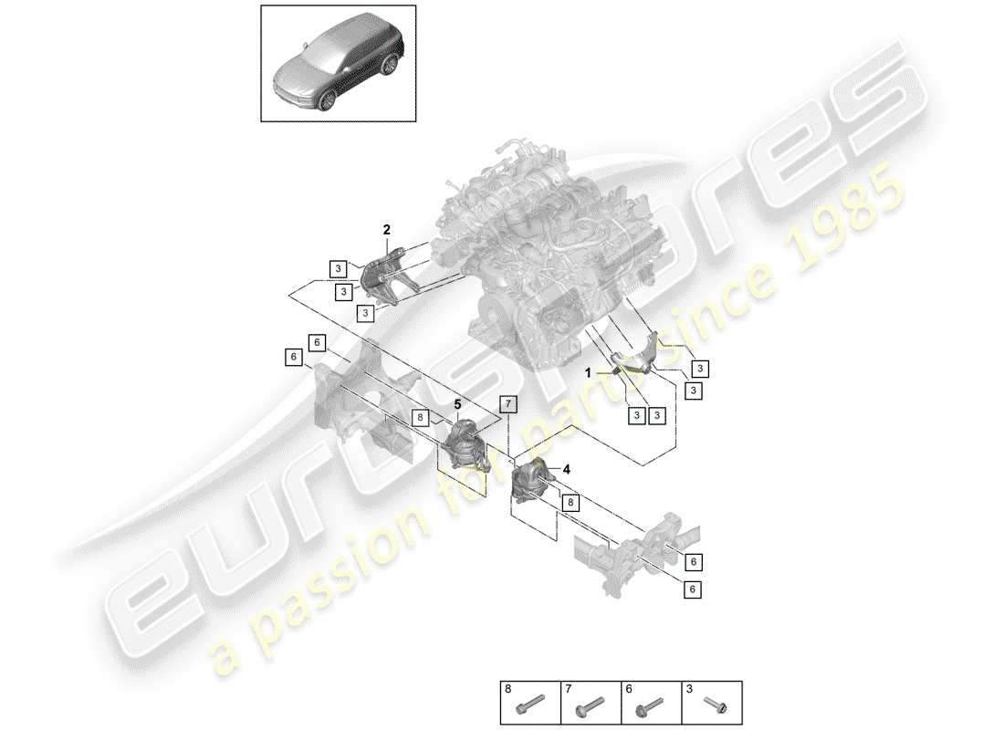 porsche cayenne e3 (2019) engine lifting tackle part diagram