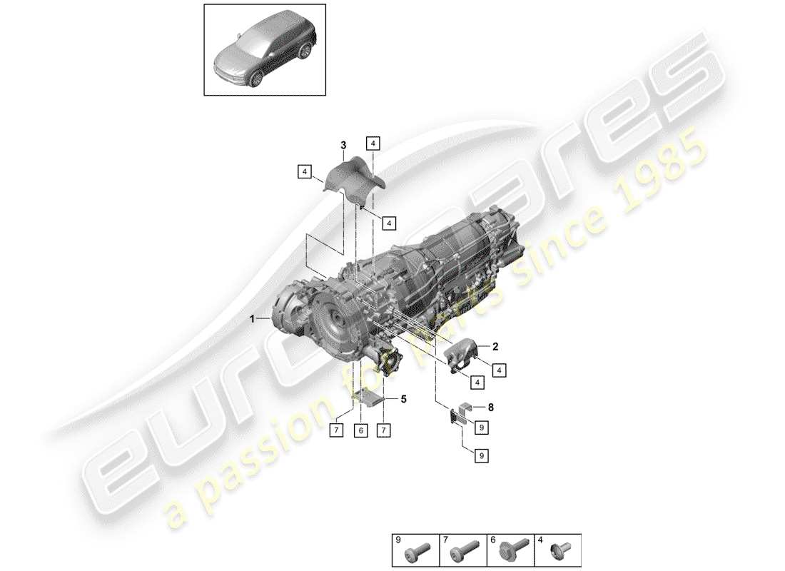 porsche cayenne e3 (2019) electric motor part diagram