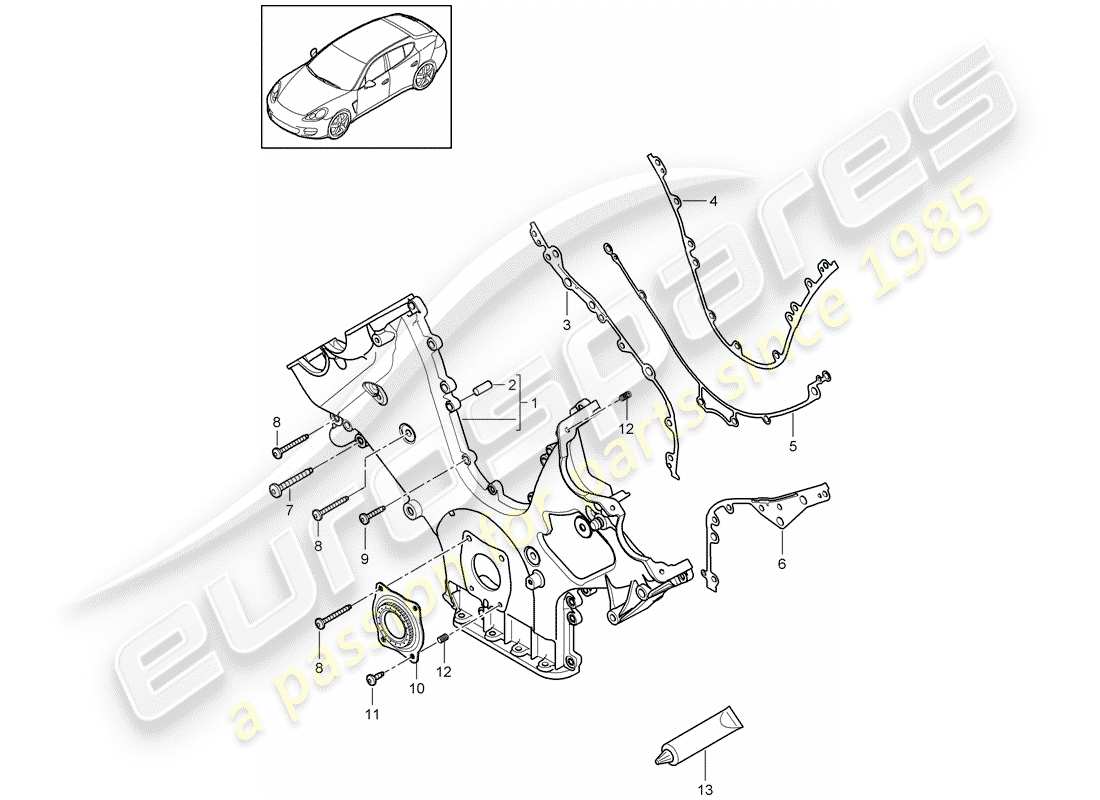 porsche panamera 970 (2010) cover for timing chain part diagram