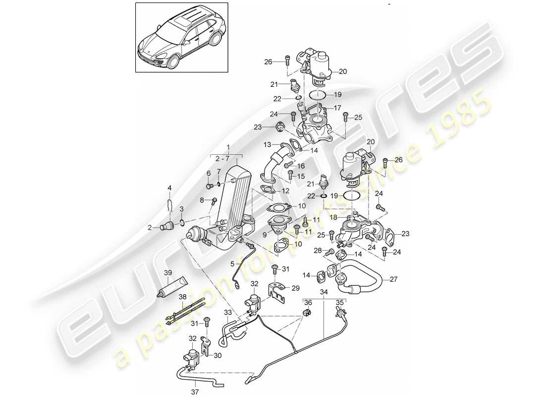 porsche cayenne e2 (2012) exhaust recirculation part diagram