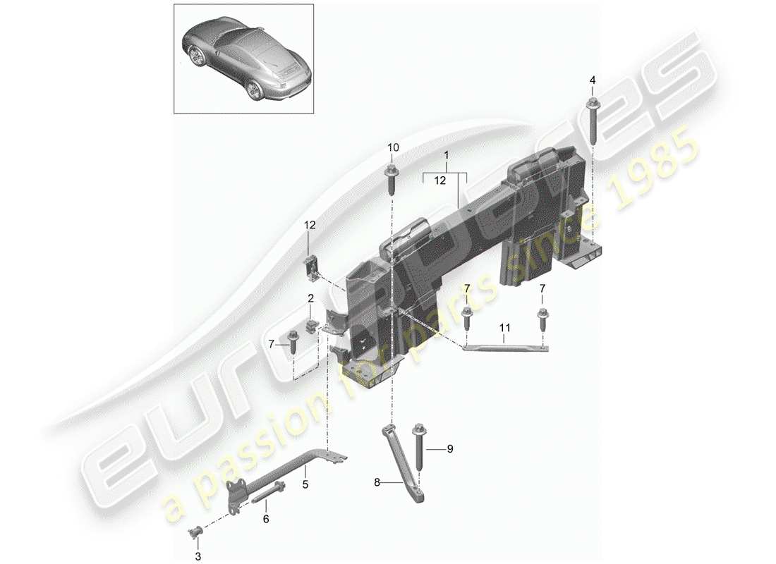 porsche 991 (2014) roll bar part diagram