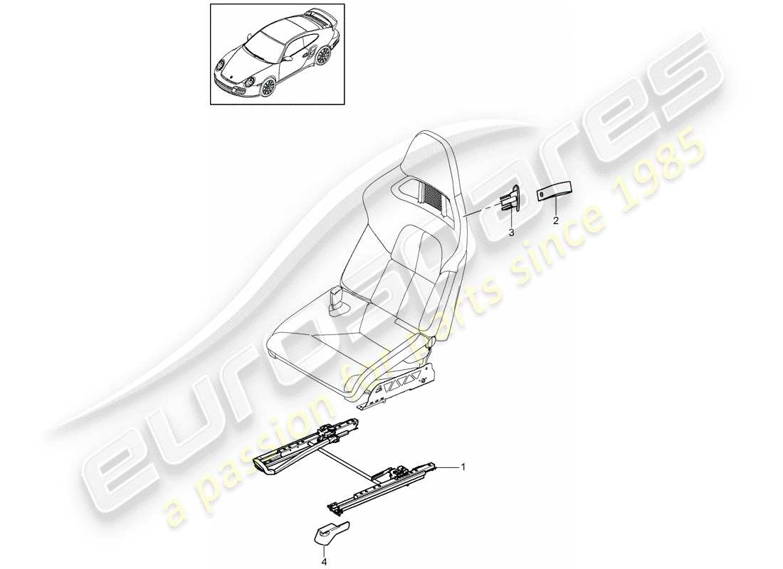 porsche 911 t/gt2rs (2011) seat part diagram