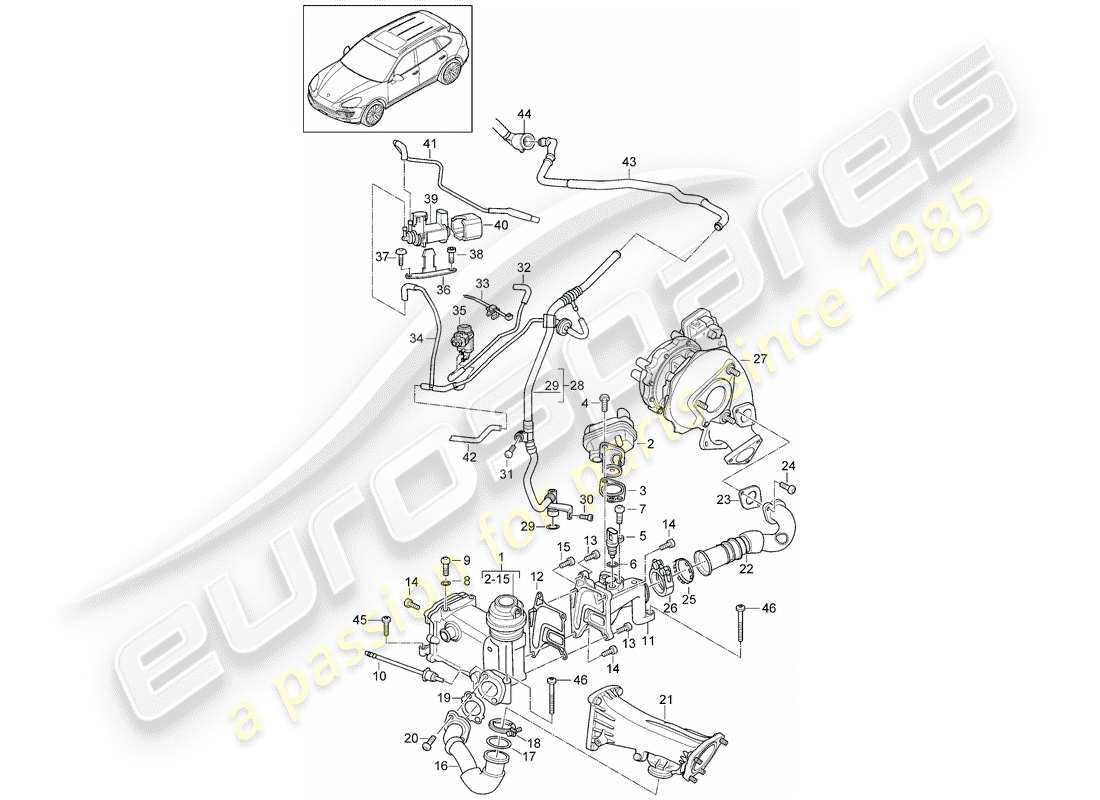 porsche cayenne e2 (2012) exhaust recirculation part diagram