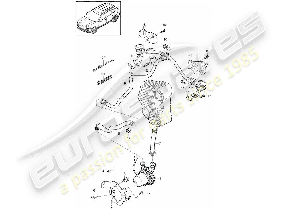 porsche cayenne e2 (2017) secondary air pump part diagram