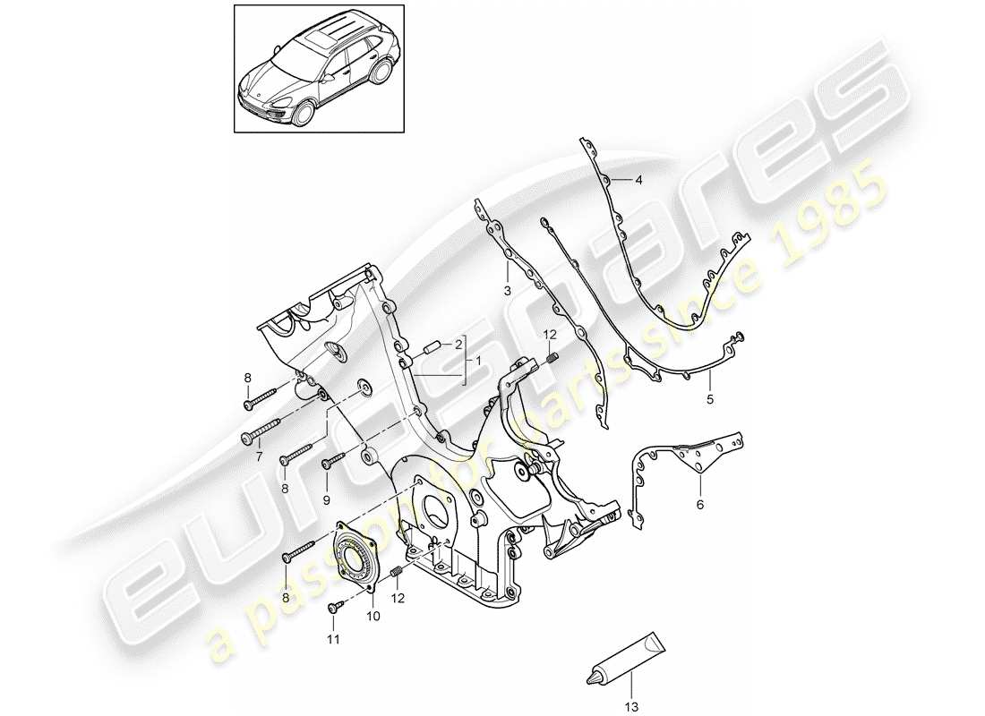 porsche cayenne e2 (2017) cover for timing chain part diagram