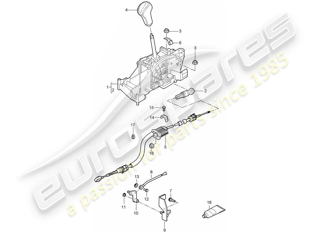 porsche cayman 987 (2008) selector lever part diagram