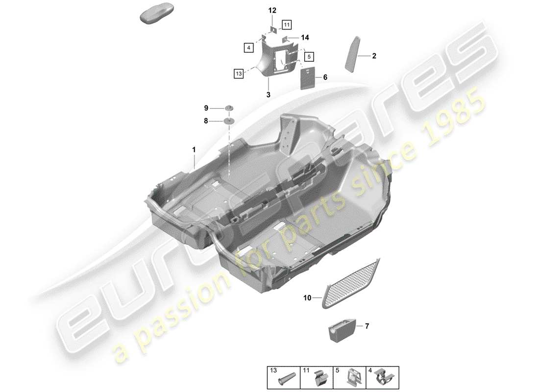 porsche boxster spyder (2020) floor cover part diagram