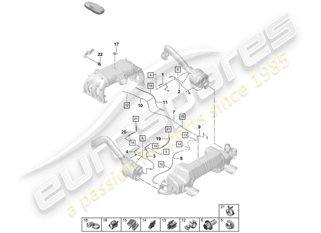 porsche boxster spyder (2019) petrol particulate filter part diagram