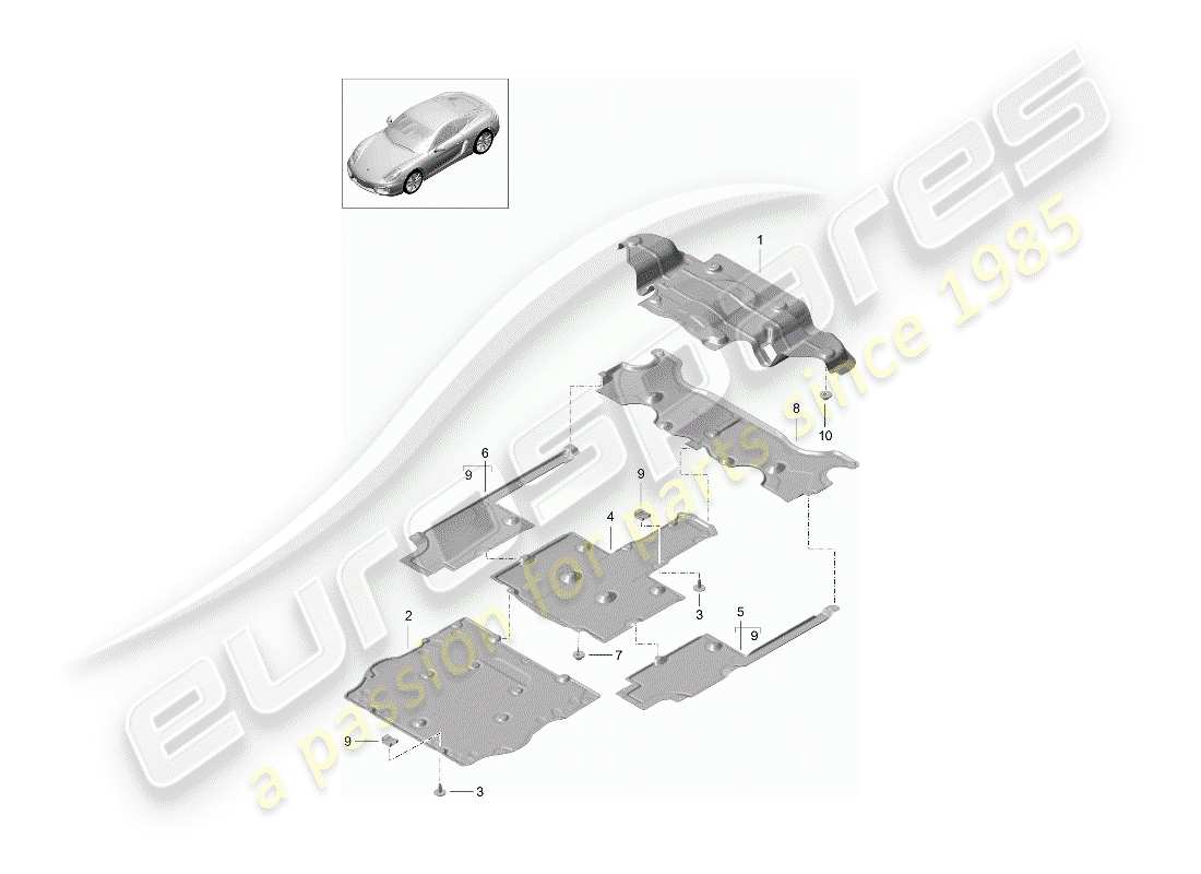 porsche cayman 981 (2014) lining part diagram