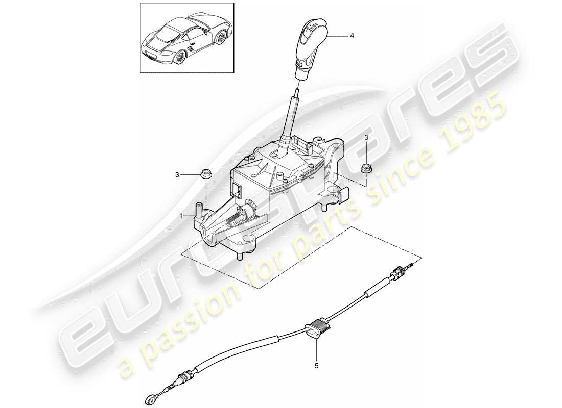 porsche cayman 987 (2010) selector lever part diagram