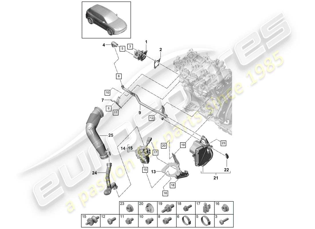 porsche cayenne e3 (2018) exhaust emission control sys- part diagram