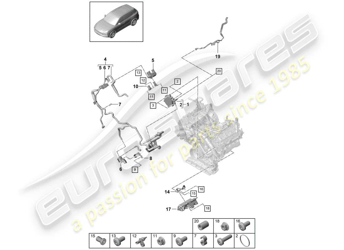 porsche cayenne e3 (2018) vacuum system part diagram