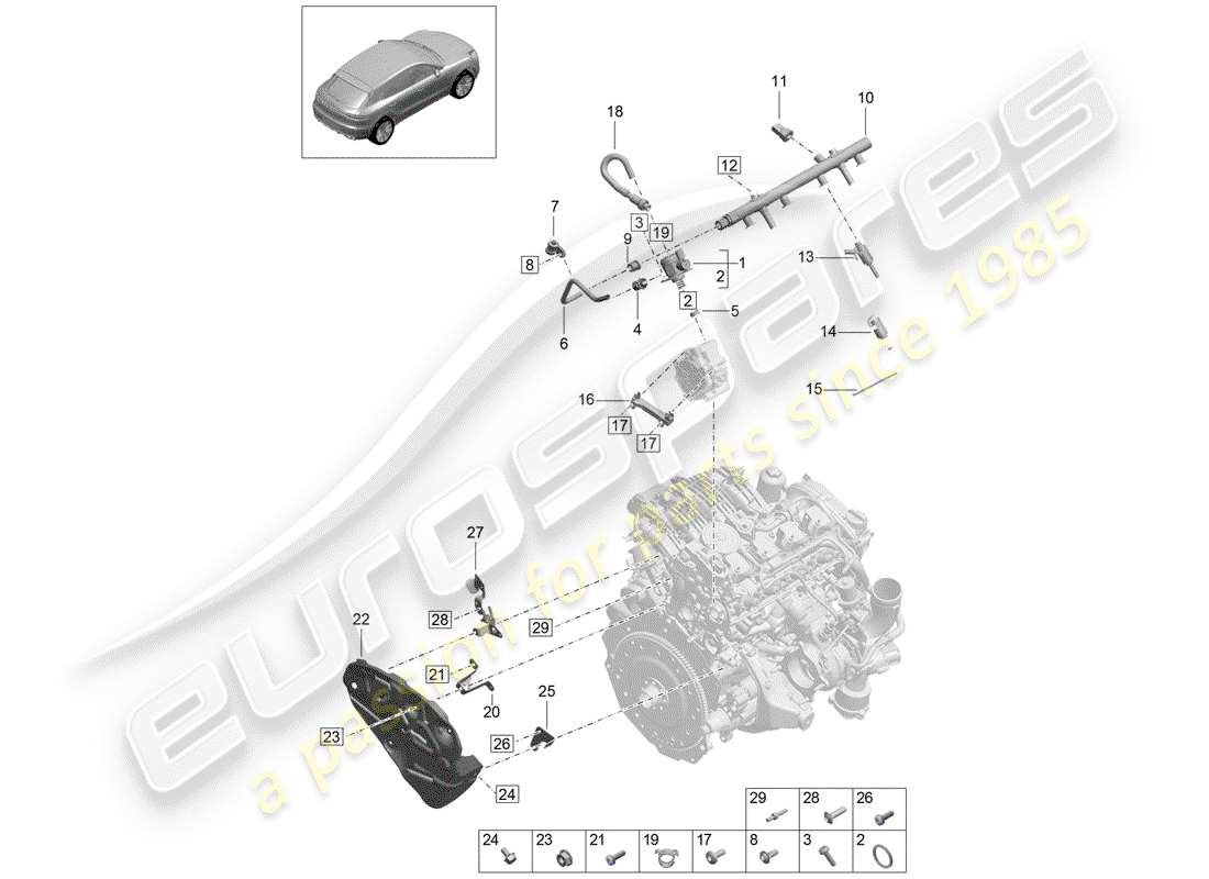 porsche macan (2019) fuel collection pipe part diagram