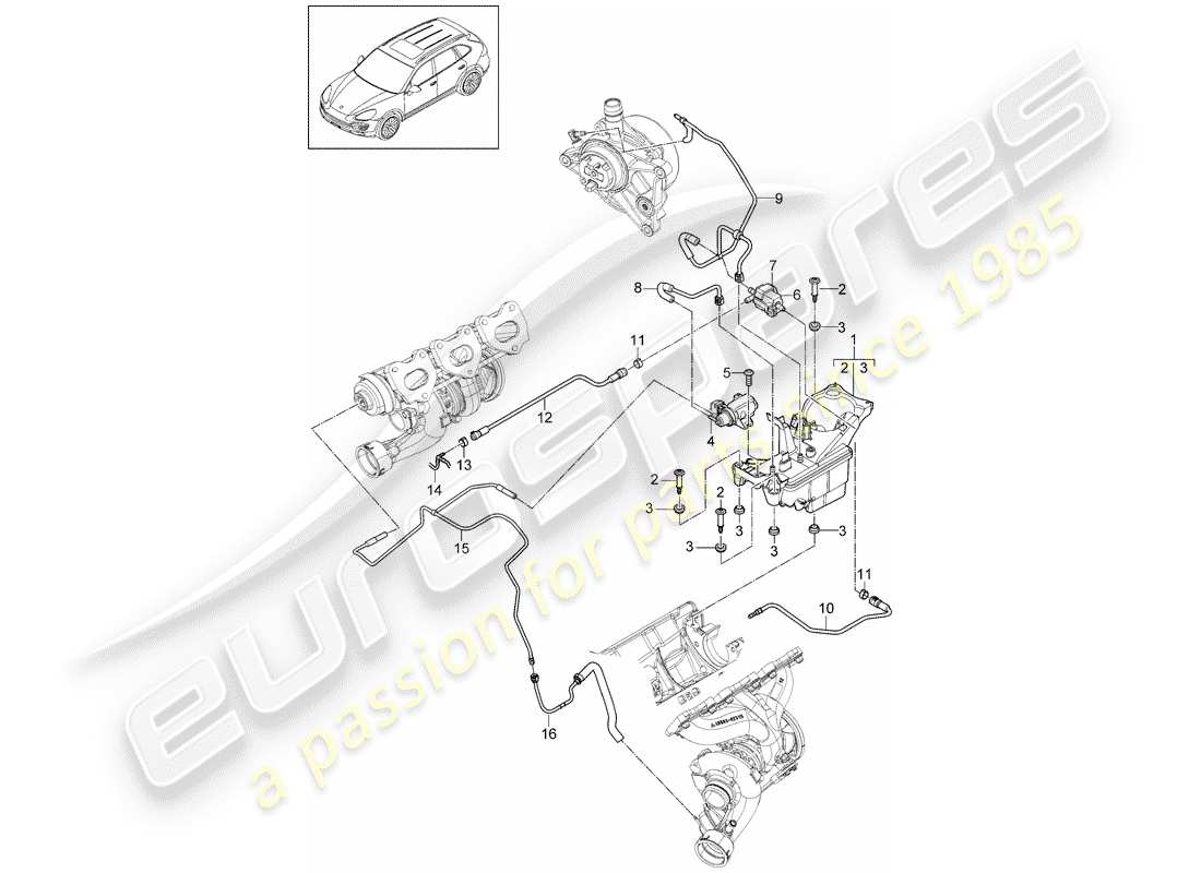 porsche cayenne e2 (2012) vacuum tank part diagram