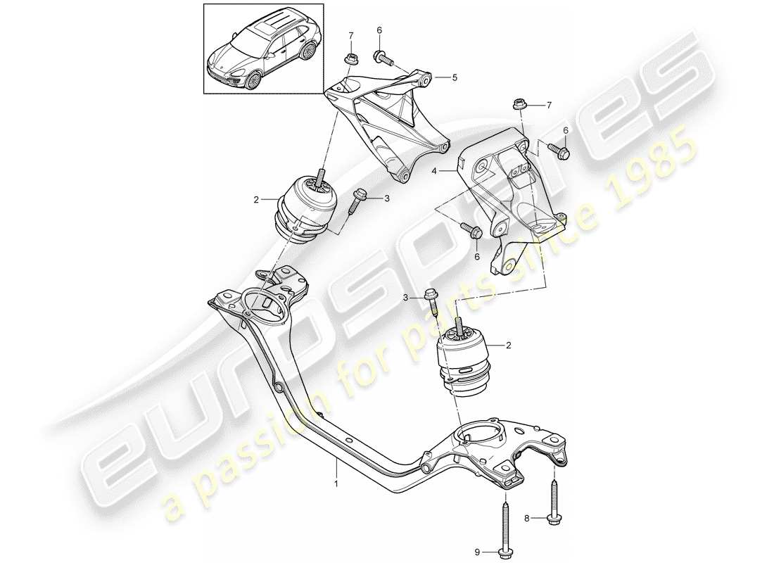 porsche cayenne e2 (2012) engine lifting tackle part diagram