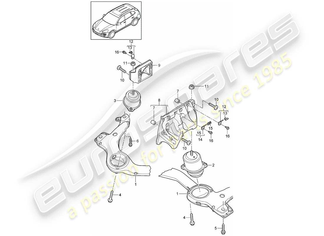 porsche cayenne e2 (2018) engine lifting tackle part diagram