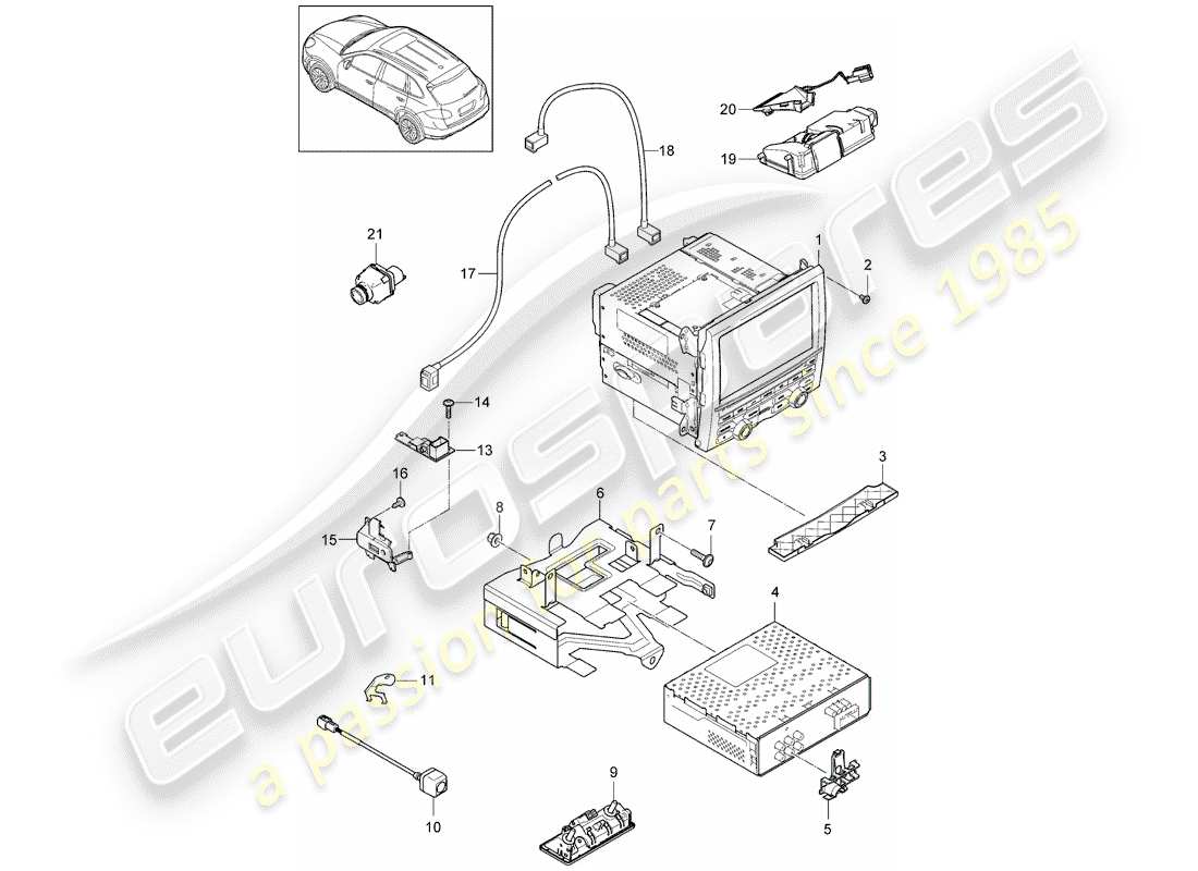 porsche cayenne e2 (2018) navigation system part diagram