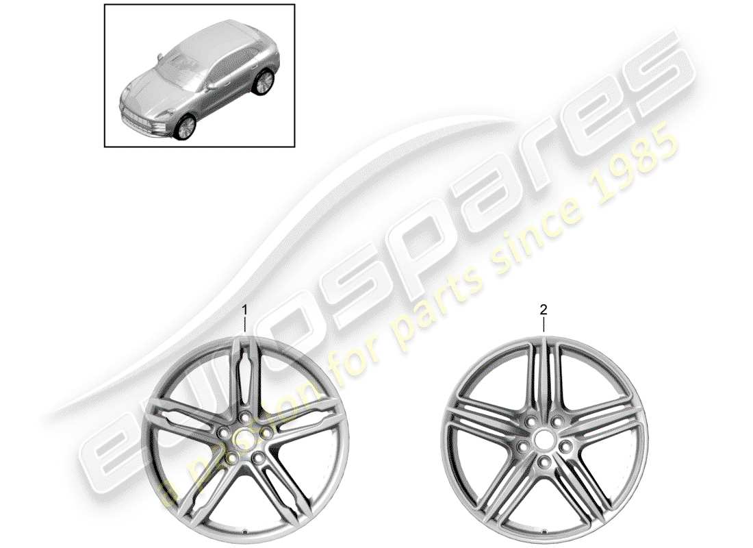 porsche macan (2019) alloy wheel part diagram