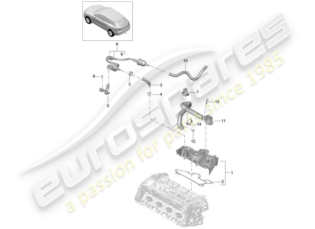 porsche macan (2018) oil separator part diagram