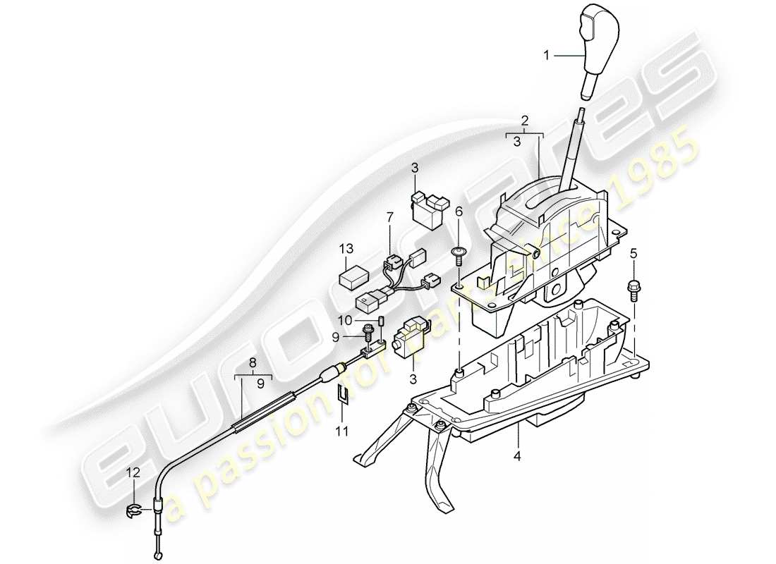 porsche cayenne (2010) selector lever part diagram