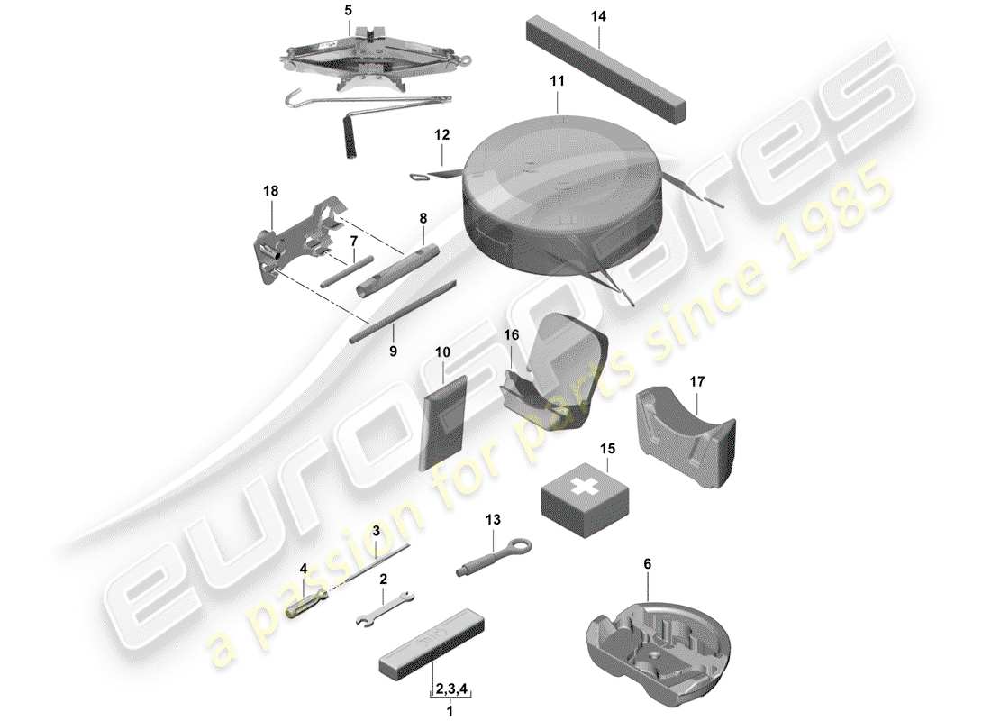 porsche boxster spyder (2020) tool part diagram