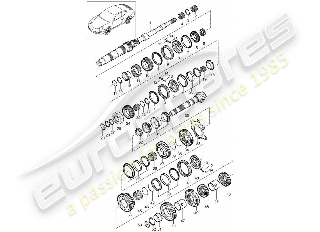 porsche 997 gen. 2 (2011) gears and shafts part diagram