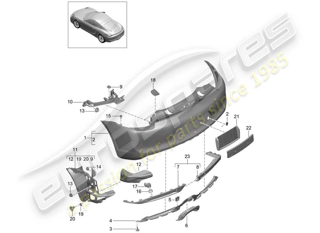 porsche cayman 981 (2014) bumper part diagram