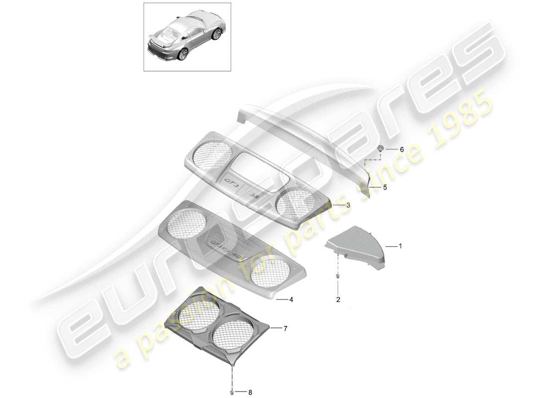 porsche 991r/gt3/rs (2014) lining part diagram