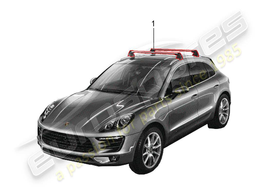 porsche tequipment macan (2018) roof luggage rack part diagram