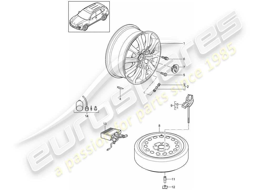 porsche cayenne e2 (2012) wheels part diagram