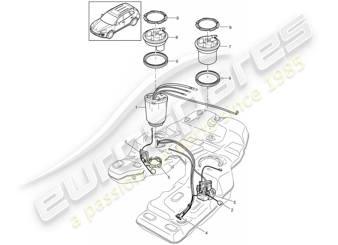 porsche cayenne e2 (2017) fuel tank part diagram