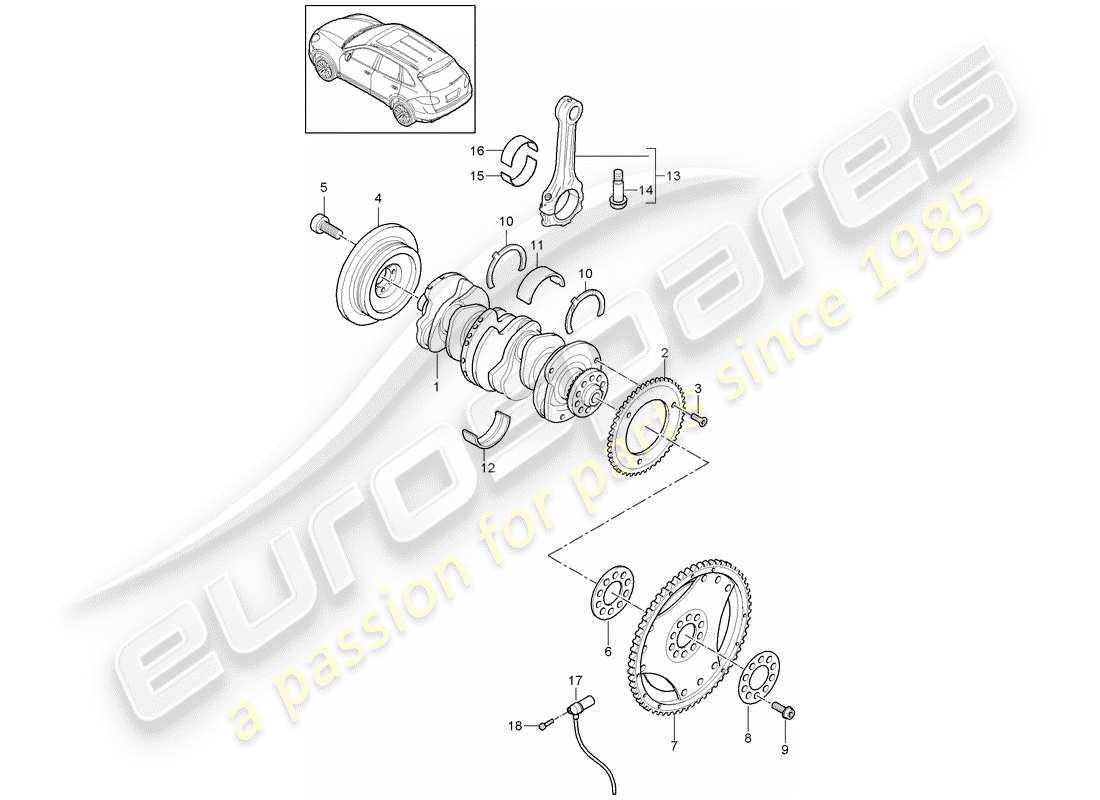 porsche cayenne e2 (2017) crankshaft part diagram