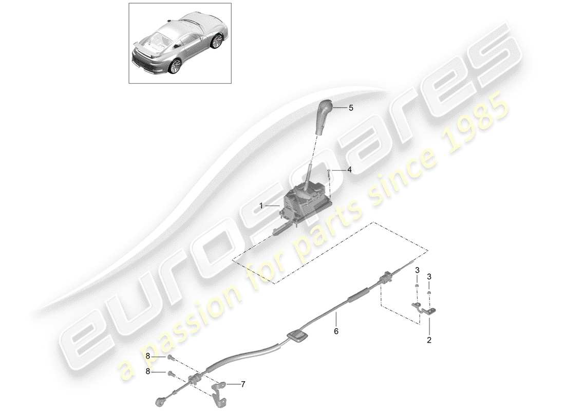 porsche 991r/gt3/rs (2020) selector lever part diagram