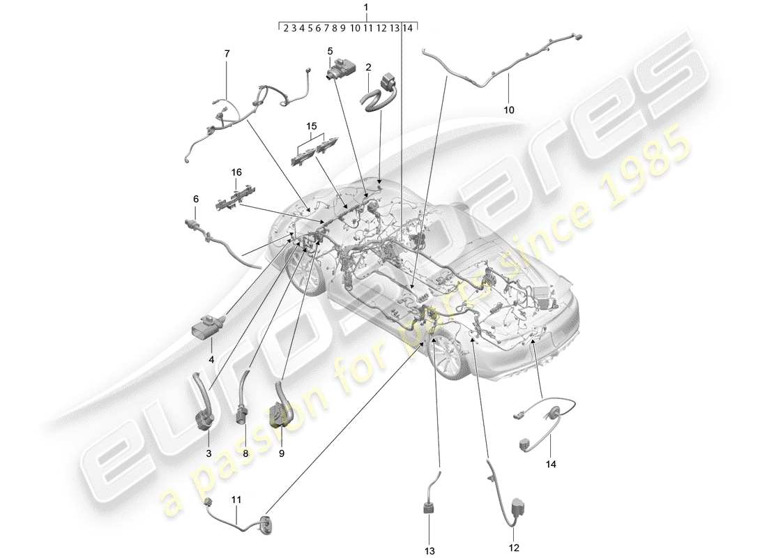 porsche cayman gt4 (2016) wiring harnesses part diagram