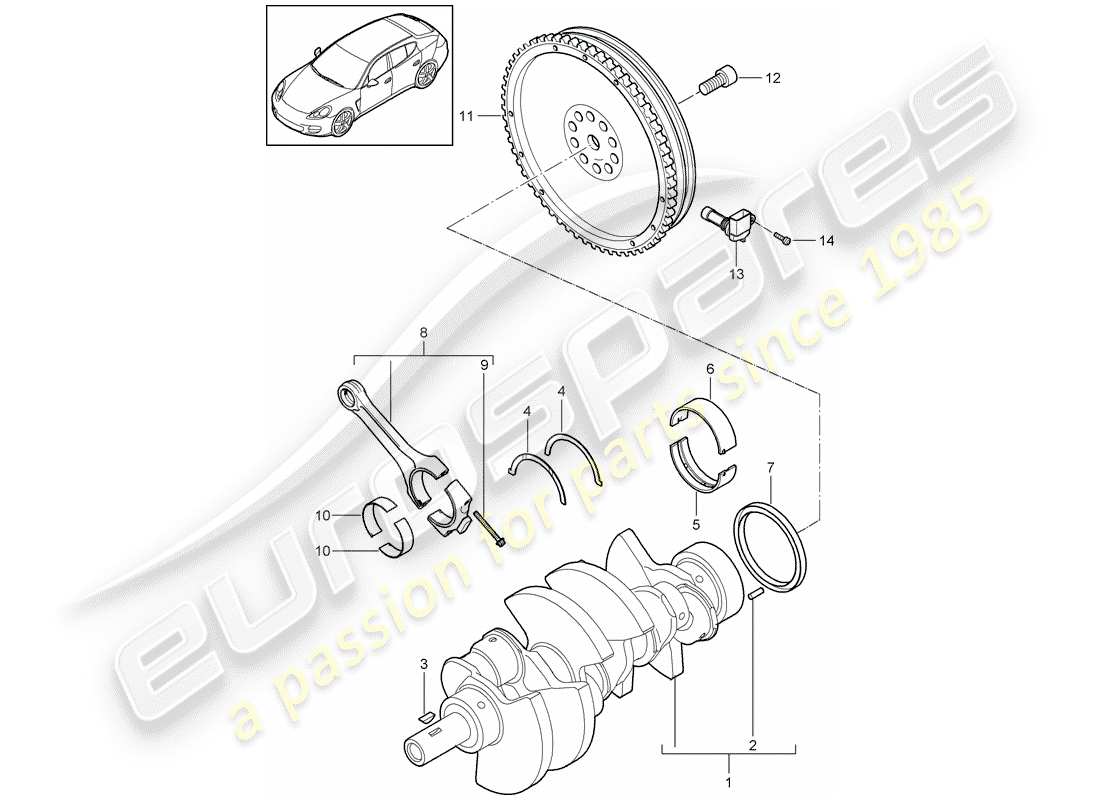 porsche panamera 970 (2010) crankshaft part diagram