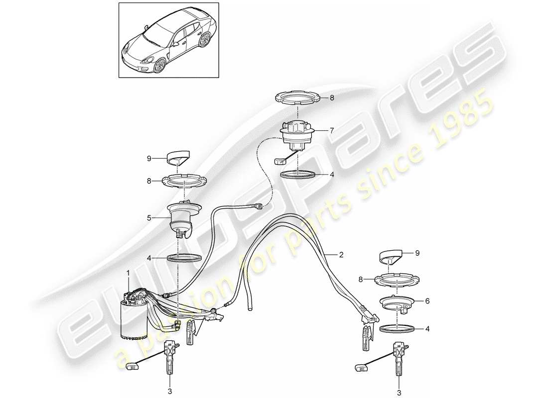 porsche panamera 970 (2010) fuel tank part diagram