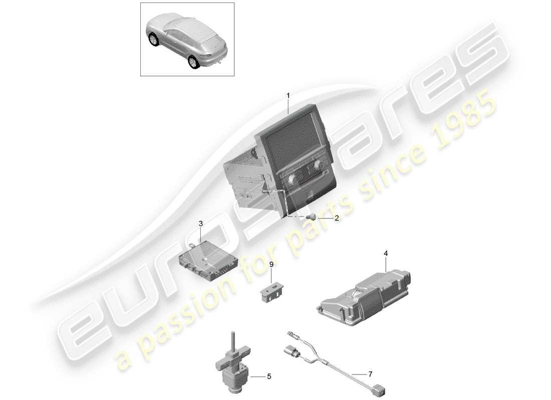 porsche macan (2014) operating unit part diagram