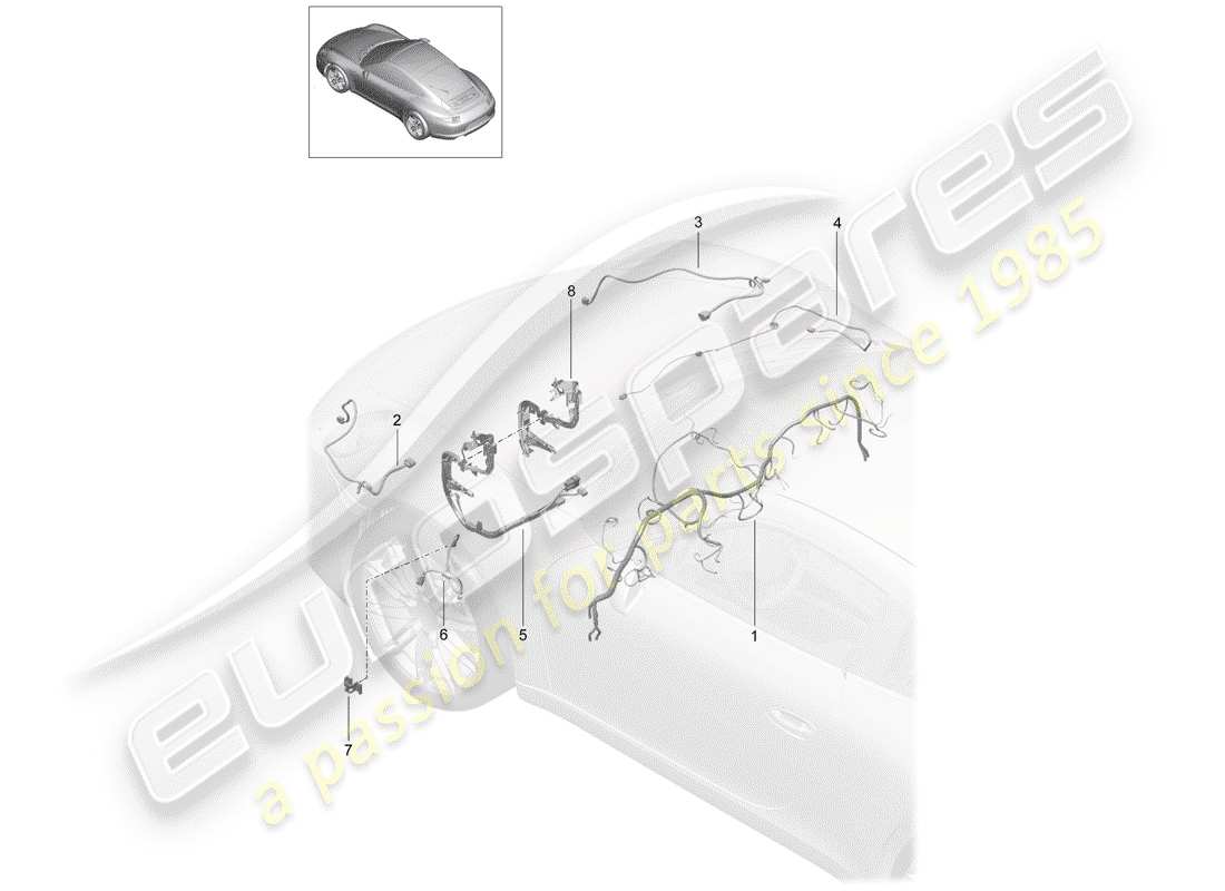 porsche 991 (2016) wiring harnesses part diagram