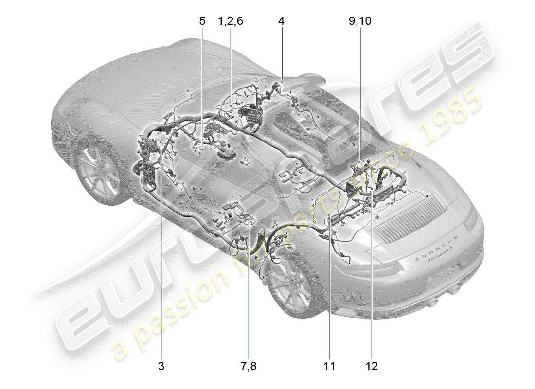 porsche 991 gen. 2 (2018) wiring harnesses part diagram