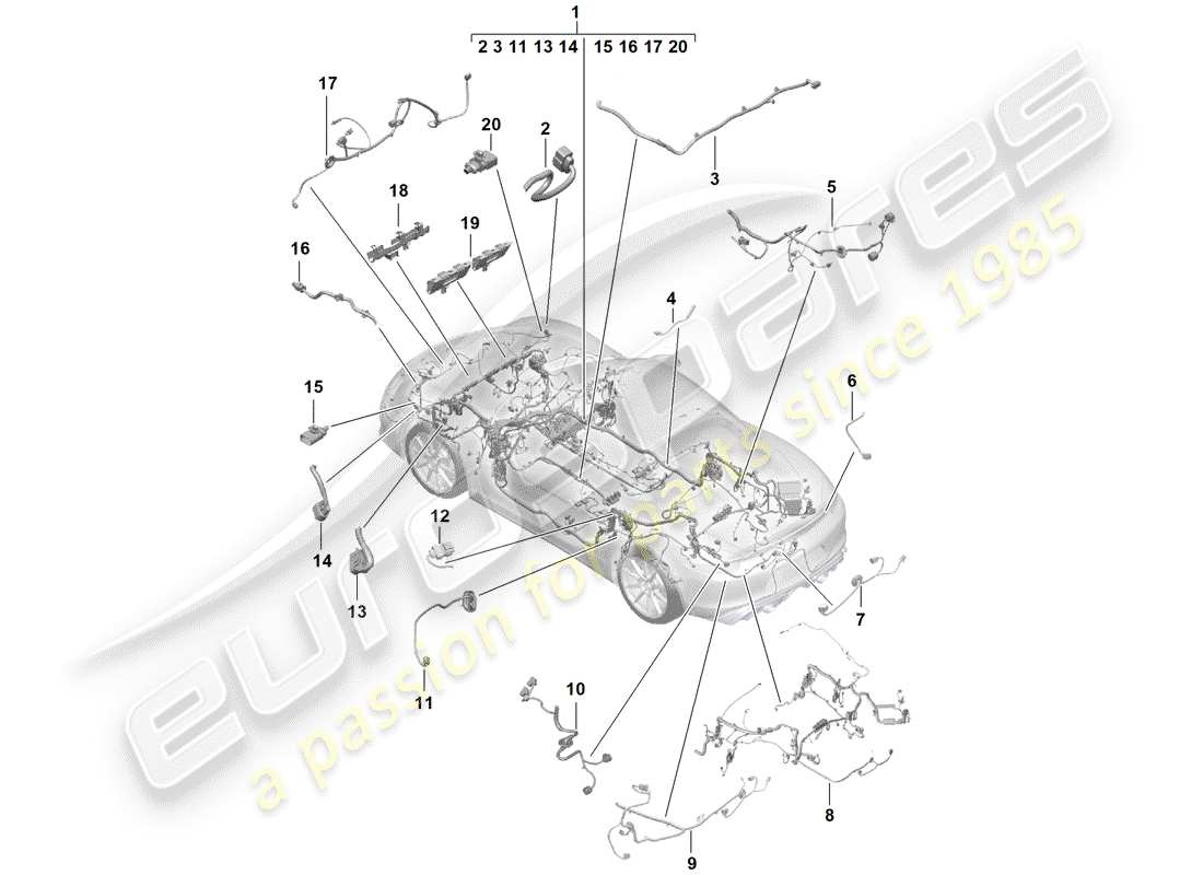 porsche boxster spyder (2020) wiring harnesses part diagram