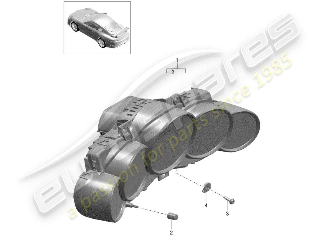 porsche 991r/gt3/rs (2014) instrument cluster part diagram