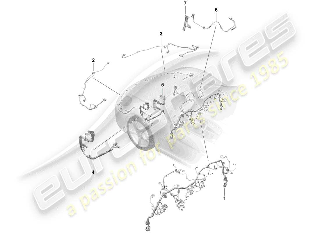 porsche boxster spyder (2019) wiring harnesses part diagram