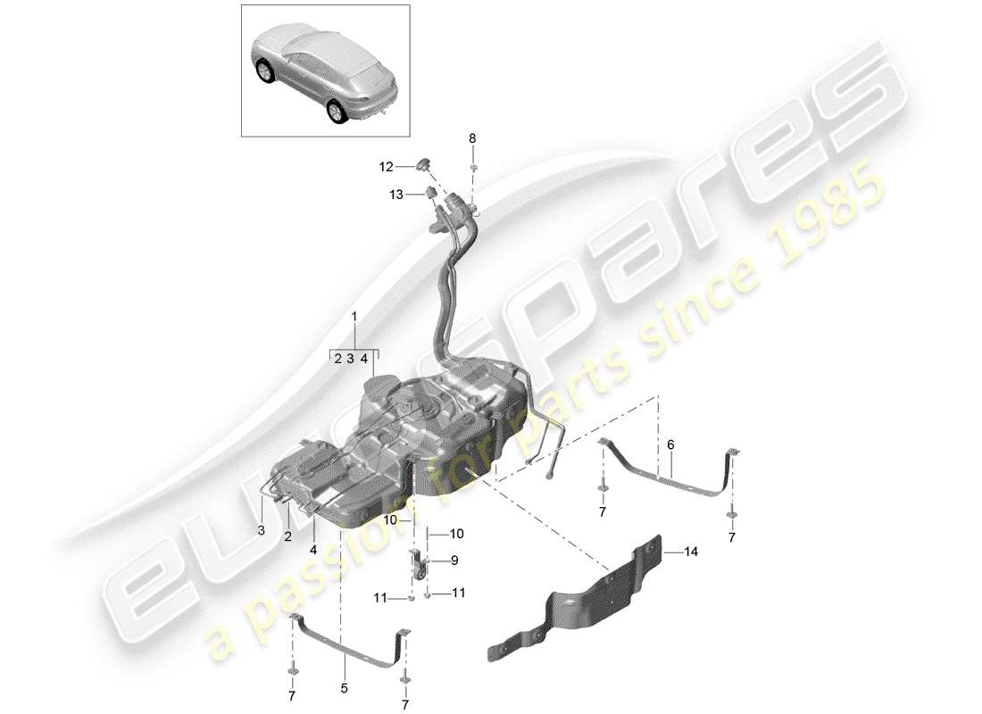 porsche macan (2018) fuel tank with part diagram