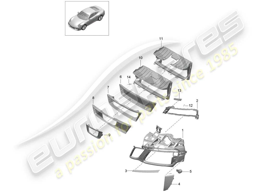 porsche 991 gen. 2 (2018) air duct part diagram