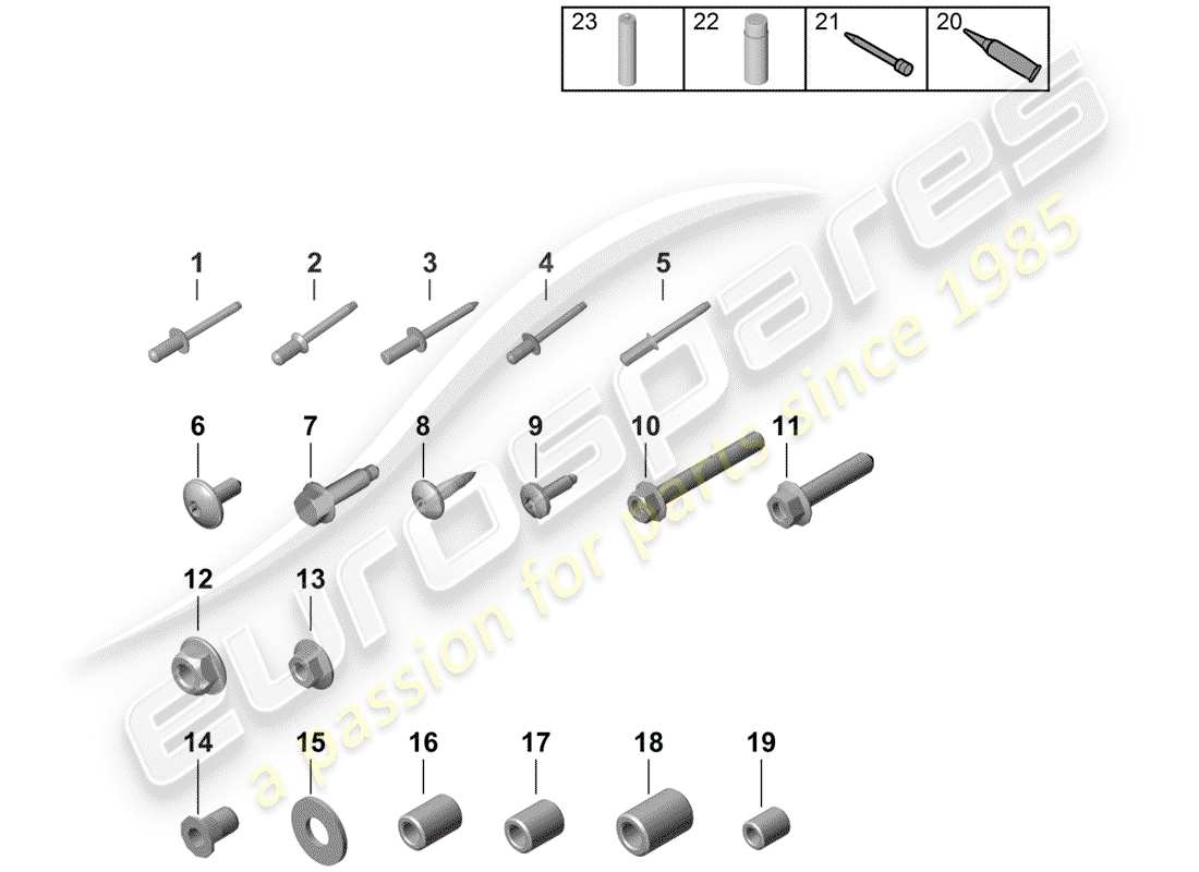 porsche boxster spyder (2020) fasteners part diagram