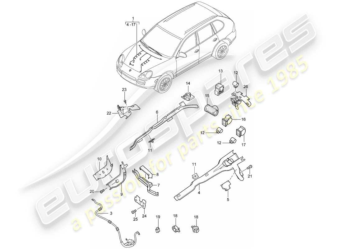 porsche cayenne (2003) wiring harnesses part diagram