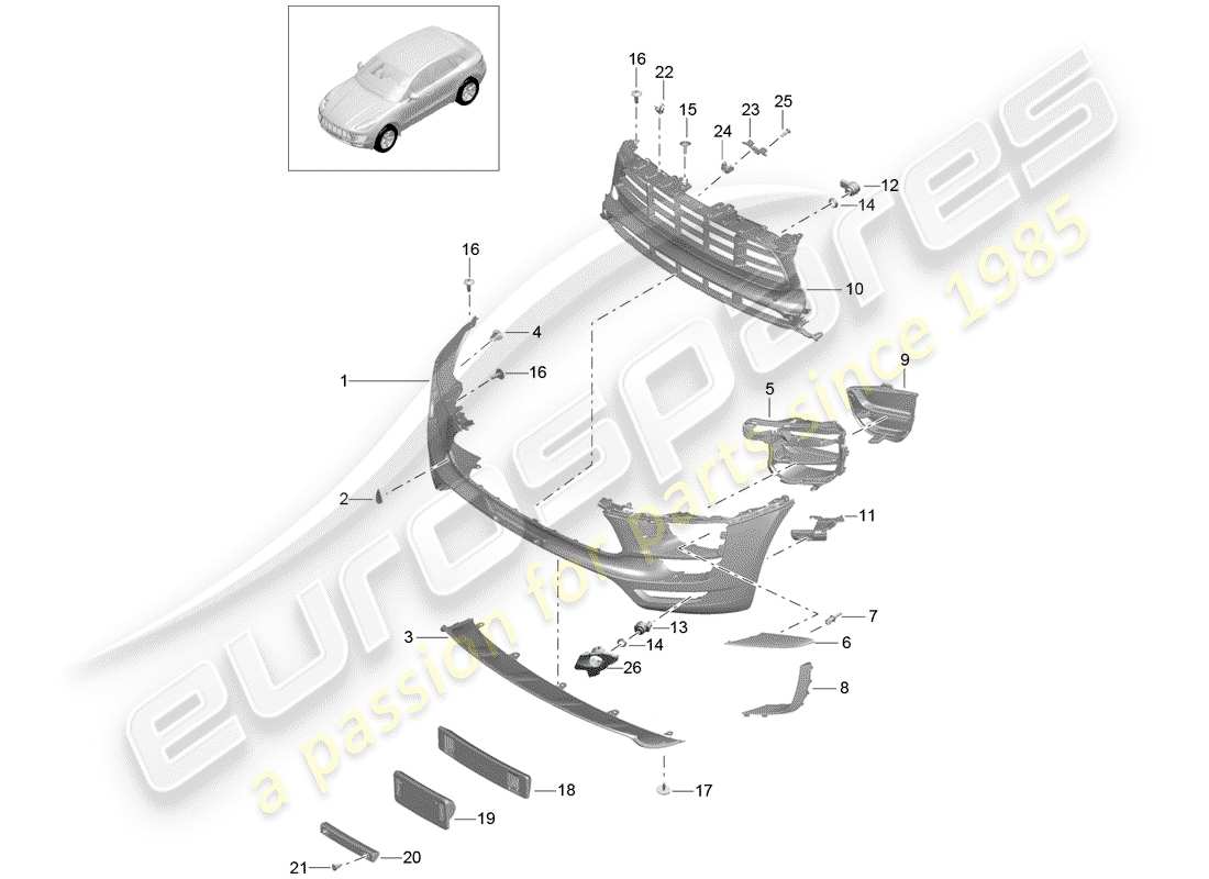 porsche macan (2018) bumper part diagram