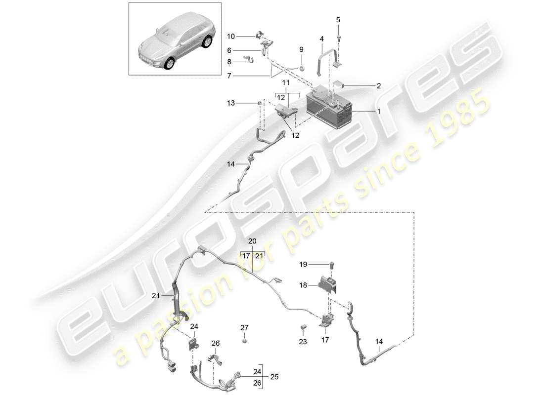 porsche macan (2014) battery part diagram