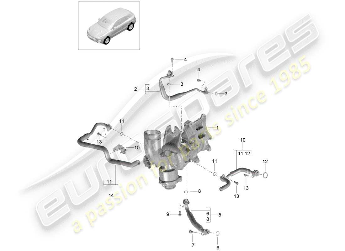 porsche macan (2018) oil pressure line part diagram